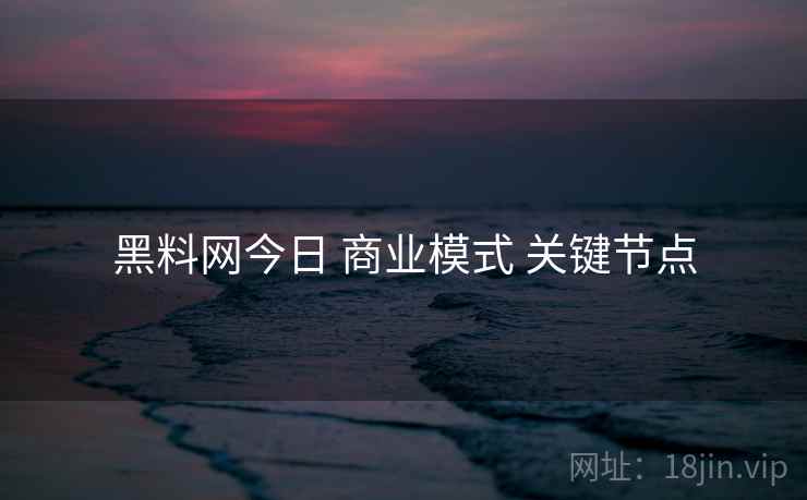 黑料网今日 商业模式 关键节点