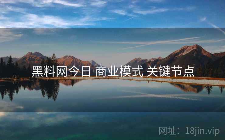 黑料网今日 商业模式 关键节点