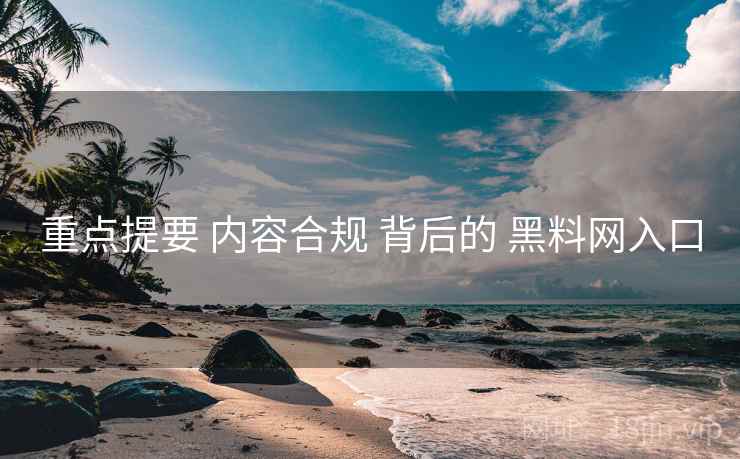 重点提要 内容合规 背后的 黑料网入口